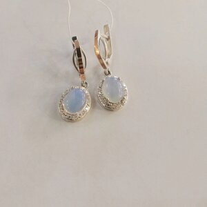 Сережки срібні з місячним каменем Лагуна