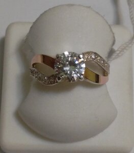 Срібний перстень з циркону і золотом Парі, 17,5 розмір