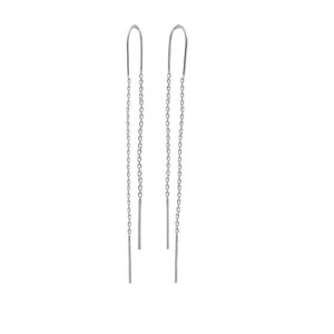 Срібні сережки-протягання родованим з ланцюжком