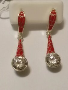 Сережки срібні і червоної емалі Фея