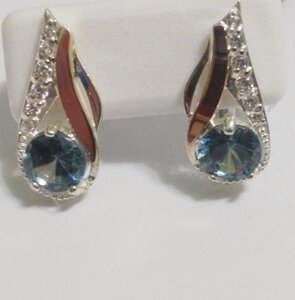 Сережки зі срібла та золота з блакитним кристалом Венера в Київській області от компании Silver Sea