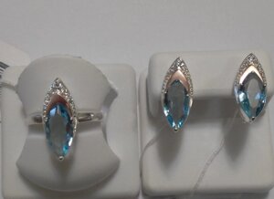 Срібний комплект з блакитним каменем Капель в Київській області от компании Silver Sea