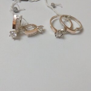 Срібний комплект подвійна каблучка та сережки Каміла
