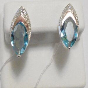 Срібні сережки з блакитним каменем Капель в Київській області от компании Silver Sea