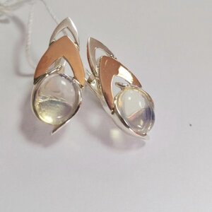 Сережки срібні з золотом та місячним каменем Болеро в Київській області от компании Silver Sea