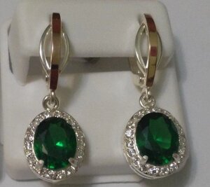 Сережки срібні із зеленим каменем Мірат в Київській області от компании Silver Sea