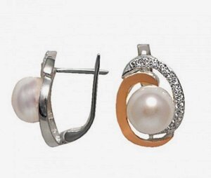 Срібні сережки з золотом і перлами Наталі в Київській області от компании Silver Sea