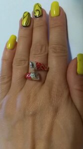 Срібний перстень з червоною емаллю Фея