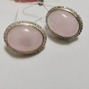 Сережки срібні з розовим кварцем Атланта