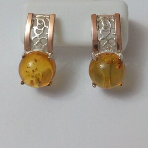 Срібні сережки з золотом і янтарем Діана в Київській області от компании Silver Sea