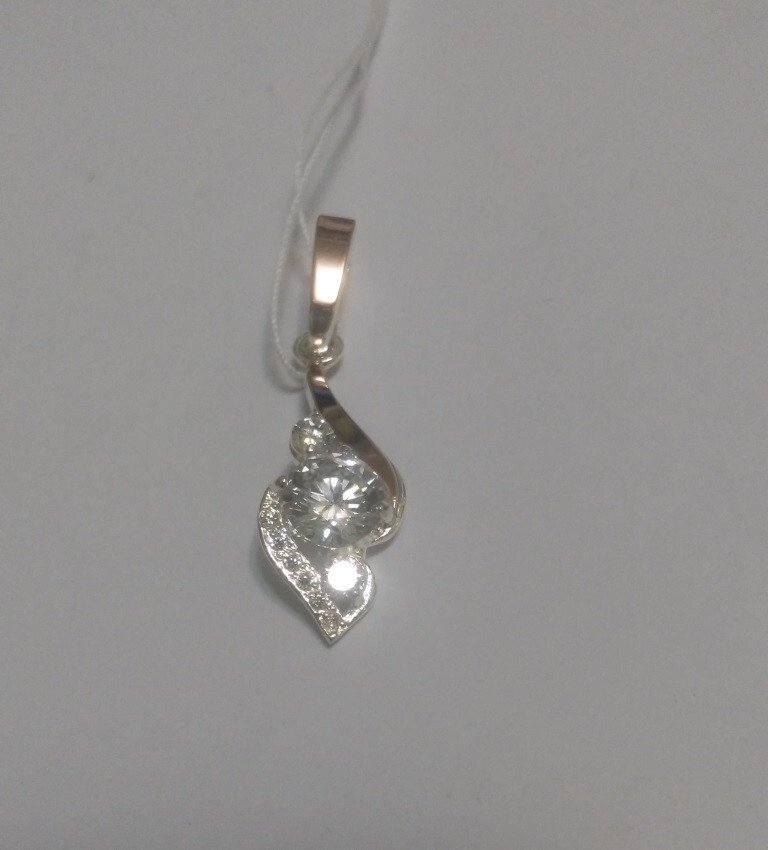 Підвісок срібний з золотом і білим цирконієм Ірис від компанії Silver Sea - фото 1