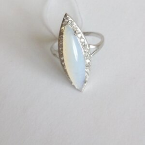 Срібний перстень Маркіз з цирконієм і Місячним каменем