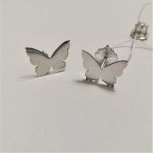 Срібні сережки-пуссети Метелики