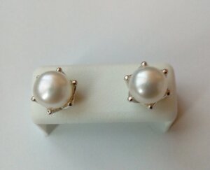 Срібні сережки-пуссети з перлами Лізі