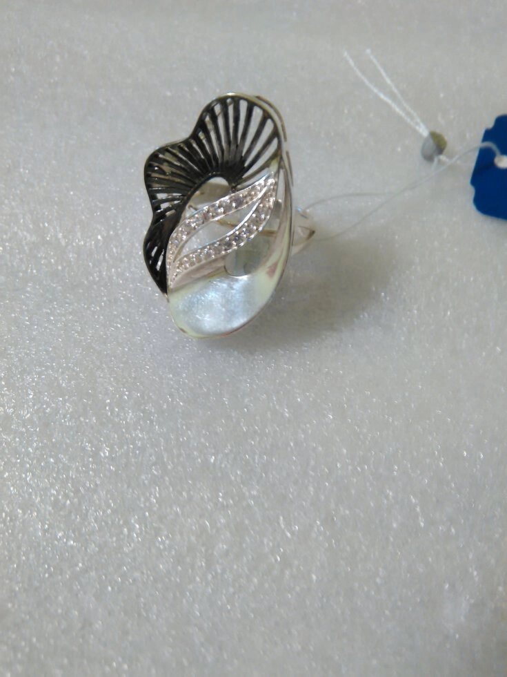 Срібна жіноча каблучка з емаллю і цирконами Маріон від компанії Silver Sea - фото 1
