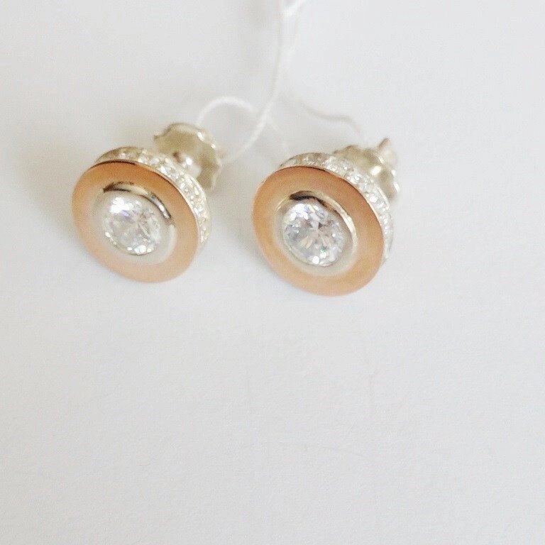 Срібні сережки-пуссети з золотом Ліхтарики від компанії Silver Sea - фото 1