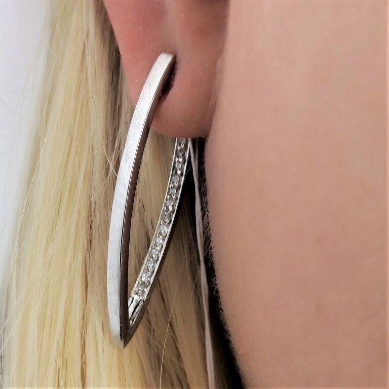 Срібні сережки з цирконієм і родием Брітні 2 від компанії Silver Sea - фото 1