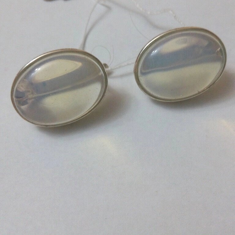 Срібні сережки з місячним каменем Сіріус від компанії Silver Sea - фото 1