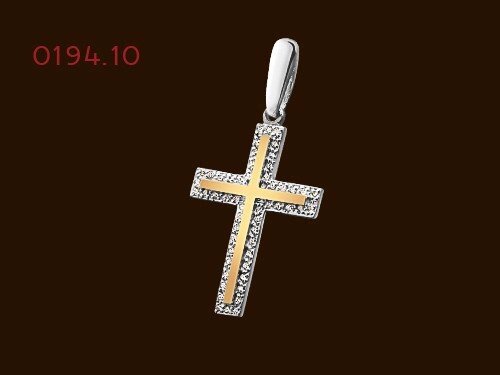 Срібний хрест із золотими пластинами 194 від компанії Silver Sea - фото 1