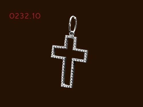 Срібний хрест з цирконієм 232 від компанії Silver Sea - фото 1