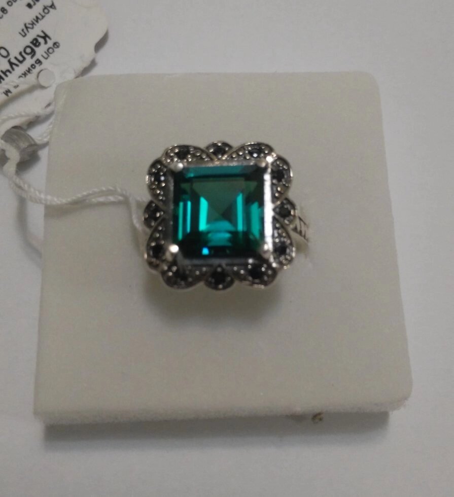 Срібний перстень з зеленим кварцом Нано від компанії Silver Sea - фото 1