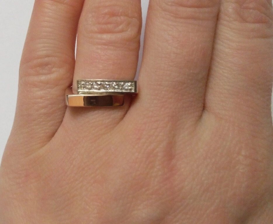 Срібний перстень з золотом і цирконієм Маріот від компанії Silver Sea - фото 1