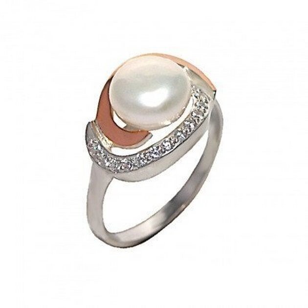 Срібний перстень з золотом і перлами Наталі від компанії Silver Sea - фото 1