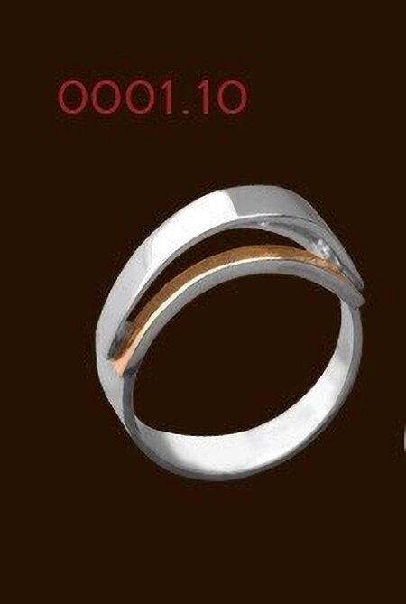 Срібний перстень з золотом Класик від компанії Silver Sea - фото 1
