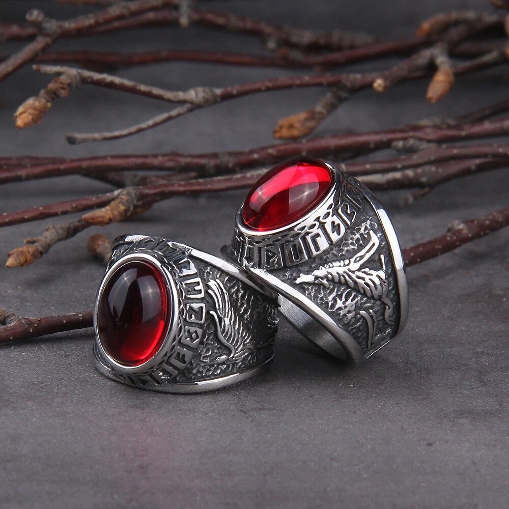 Перстень Клятви Одіна з каменем (сталь) від компанії TERRA-X - фото 1