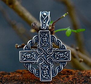 Кулон маленький Кельтський хрест рівносторонній у темному (сталь)