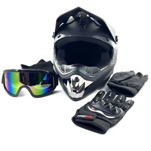 Шолом кросовий окуляри підшоломник рукавички мотоцикла квадроцикла ATV набір