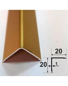 11д30301272 Кут 20х20х1 декоратив. Золото матовий 2.7м