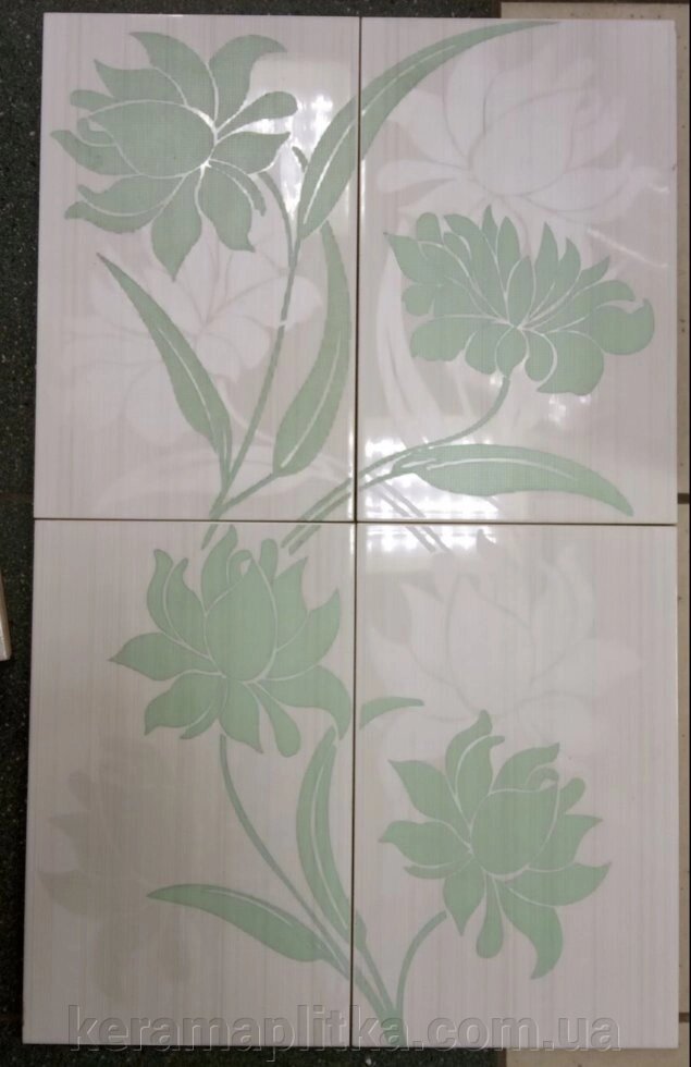Декор 25х40 САМ зелений (панно з 4-х штук) 120214/115333 від компанії Магазин "Керама" м.Кременчук - фото 1