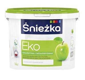 Водоемульсійна фарба, акрилова Sniezka Eko 1л (1,4кг)
