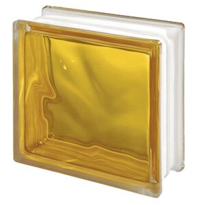 Стеклоблок 1908 / w GL 19х19х8 Yellow Glass Wave