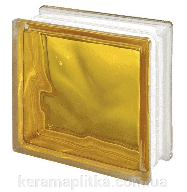 Стеклоблок 1908 / w GL 19х19х8 Yellow Glass Wave від компанії Магазин "Керама" м.Кременчук - фото 1