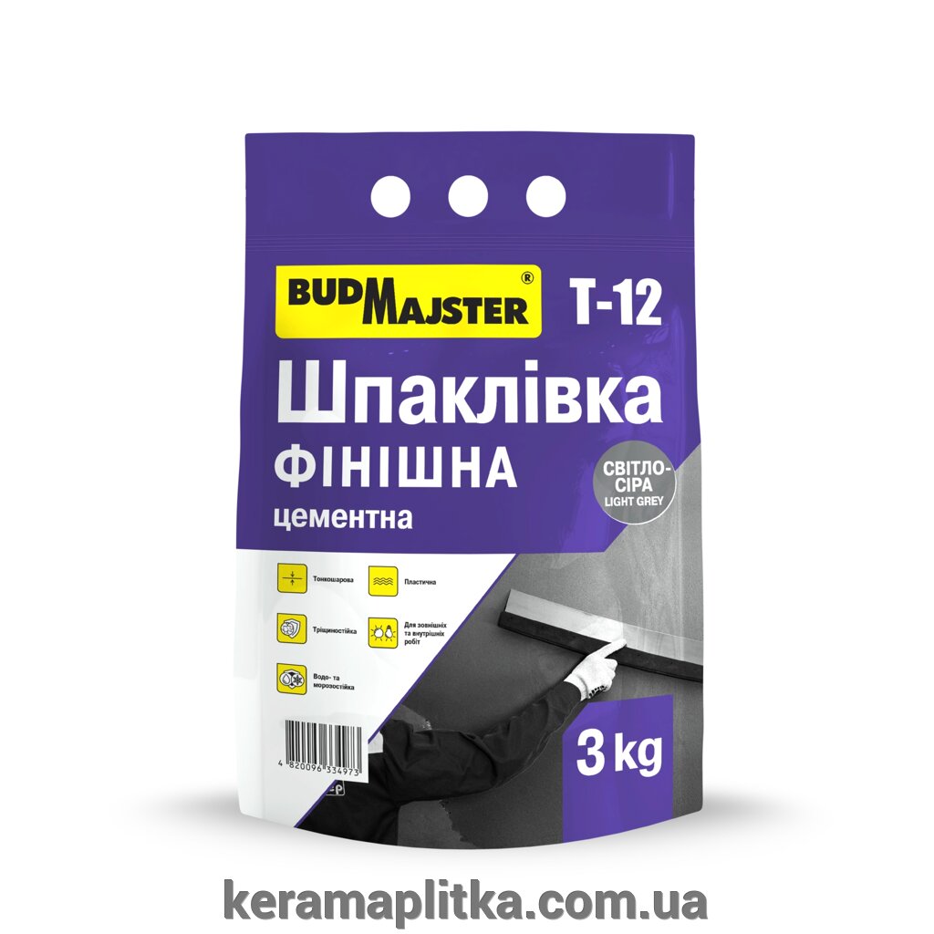 ТИНК-12 (ШП-3), 3 кг - шпаклівка фасадна фінішна сіра ТМ БудМайстер від компанії Магазин "Керама" м.Кременчук - фото 1