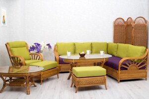 Комплект меблів CRUZO для вітальні з кутовим диваном Асканія натуральний ротанг d0030