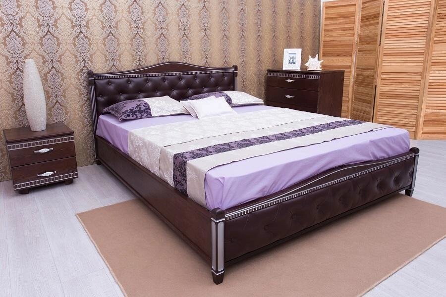 Ліжко двоспальне Олімп "Прованс кожзам ромби + патина" (160 * 190) від компанії DAG - фото 1