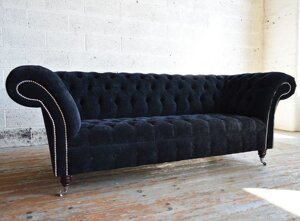 Диван розкладний Chesterfields Windsor 295 см Fint Black Velvet