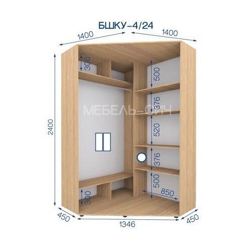 Шафа-купе кутовий БШКУ 4/24 (1400х1400х2400) від компанії DAG - фото 1