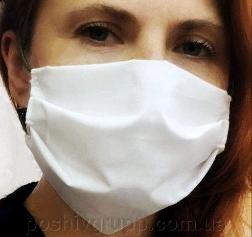 Бавовняна захисна маска для обличчя багаторазова (тканина -бязь) від 1000 шт від компанії Пошиття Груп Пошиття - фото 1