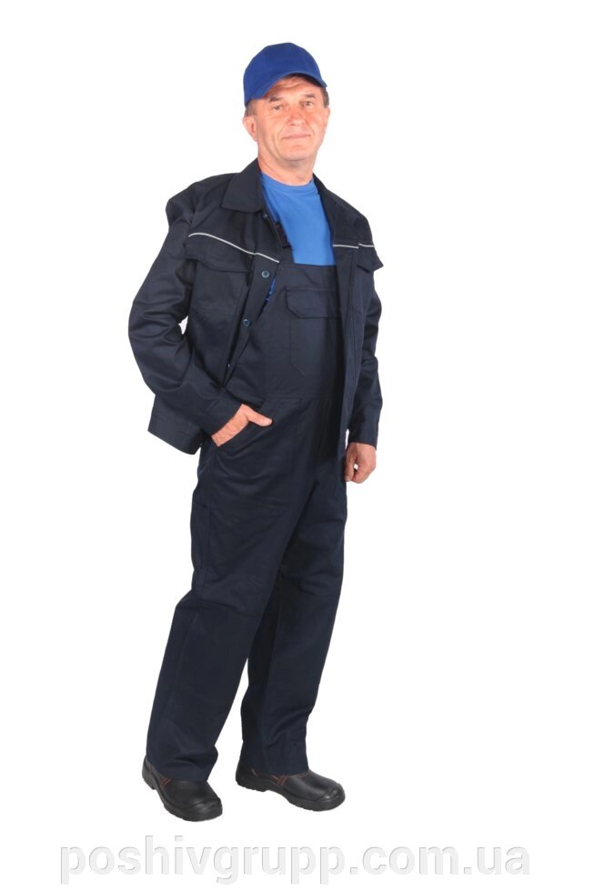 Костюм робочий х / б куртка і напівкомбінезон синій ЛИ-116 від компанії Пошиття Груп Пошиття - фото 1