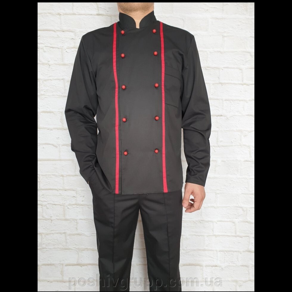 Кухарський костюм чорний з краснойотделкой. Тканина: еліт-котон від компанії Пошиття Груп Пошиття - фото 1