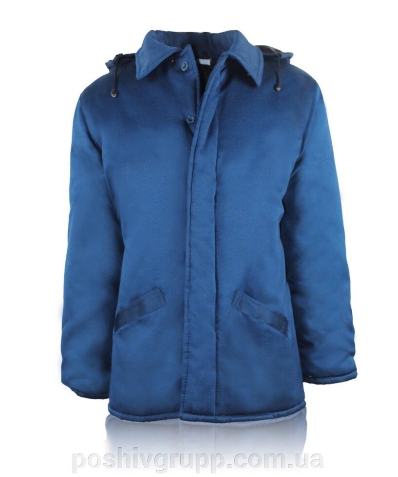 Куртка утеплена «модельний» темно-синя від компанії Пошиття Груп Пошиття - фото 1