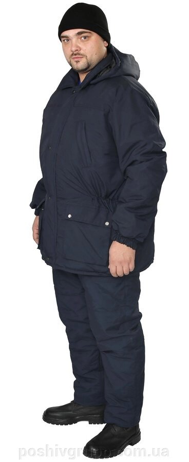 Куртка утеплена модельного плащівка т-синя від компанії Пошиття Груп Пошиття - фото 1