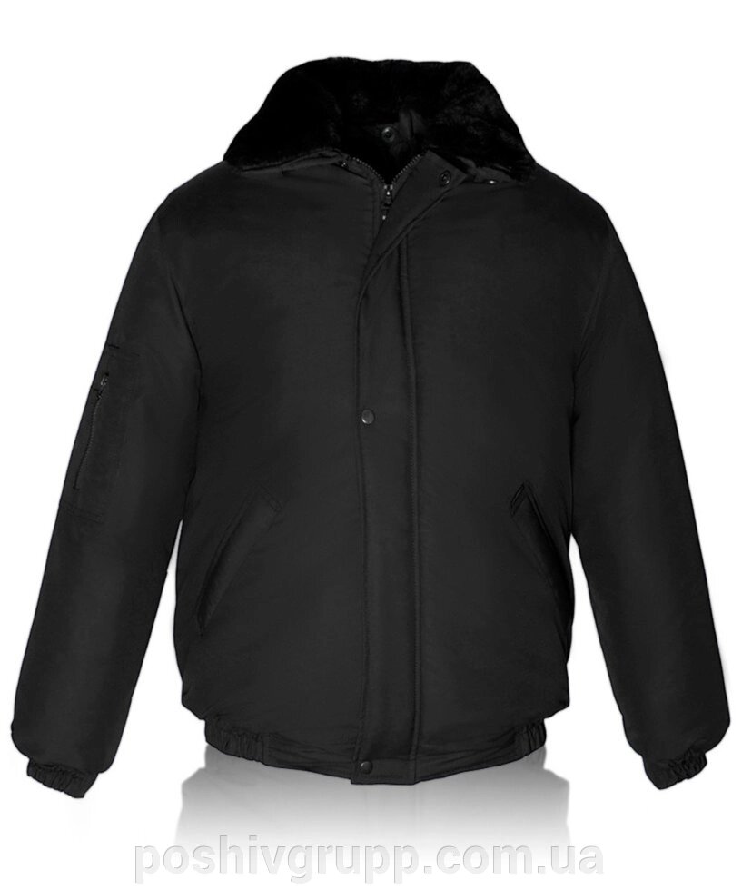 Куртка утеплена "ПІЛОТ" чорна тканина Осло від компанії Пошиття Груп Пошиття - фото 1