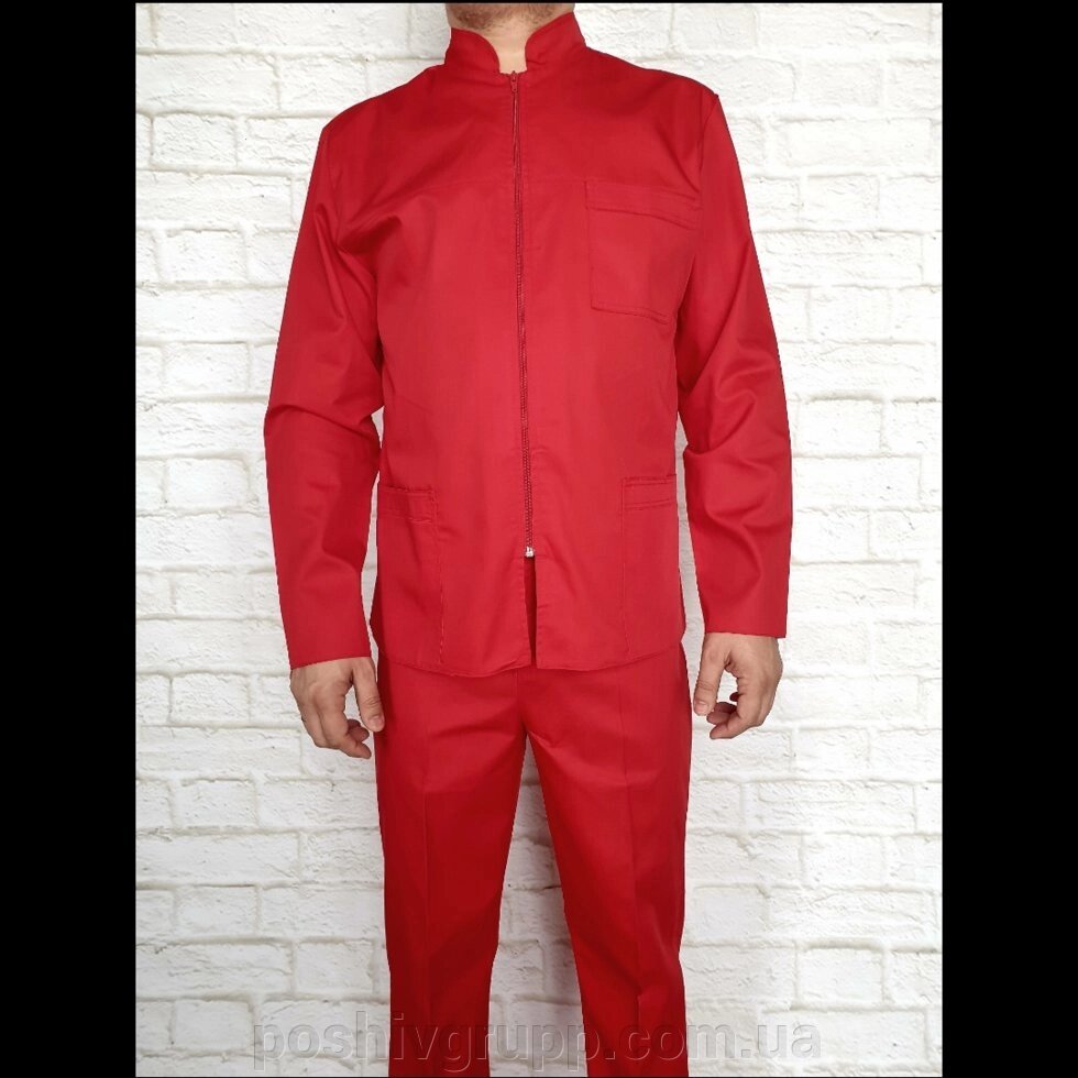 Медичний костюм чоловічий червоний. Тканина еліт-котон котон. від компанії Пошиття Груп Пошиття - фото 1