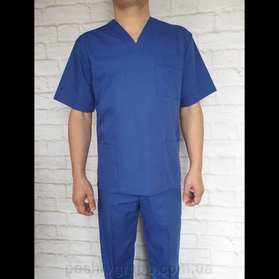 Медичний костюм чоловічий синій. Тканина батист. від компанії Пошиття Груп Пошиття - фото 1