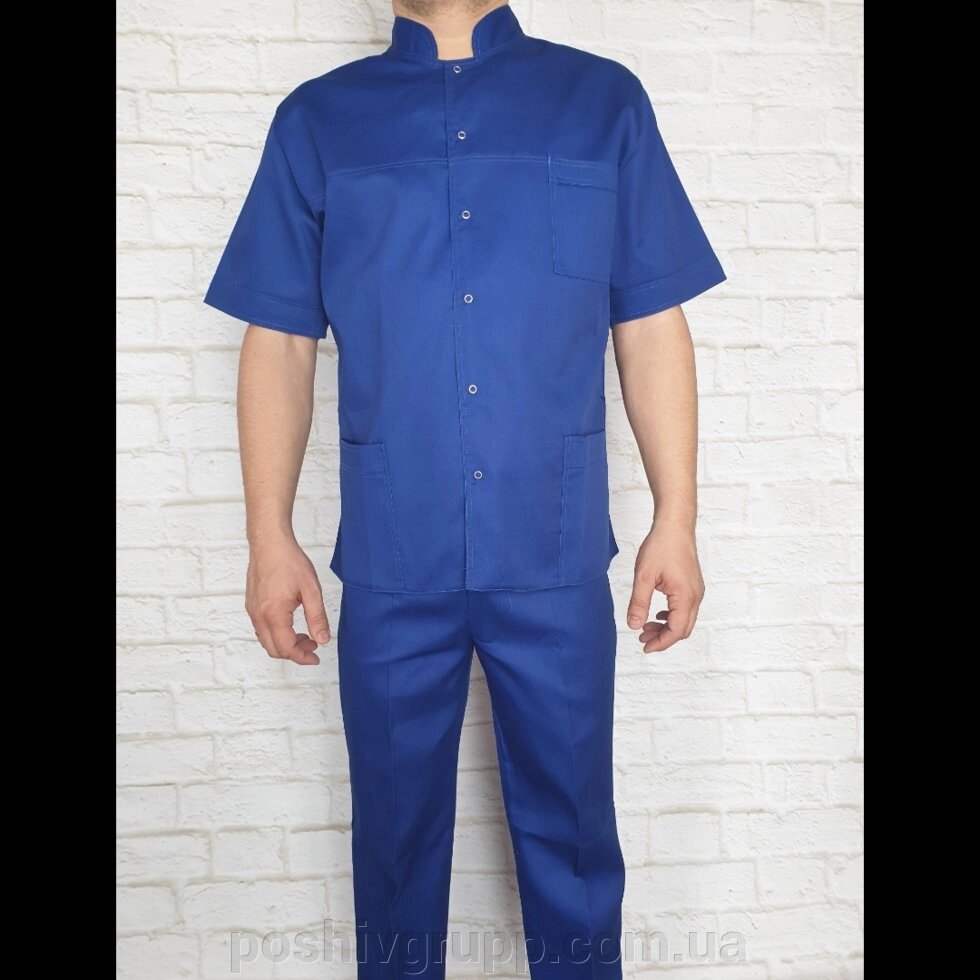 Медичний костюм чоловічий синій. Тканина котон. від компанії Пошиття Груп Пошиття - фото 1